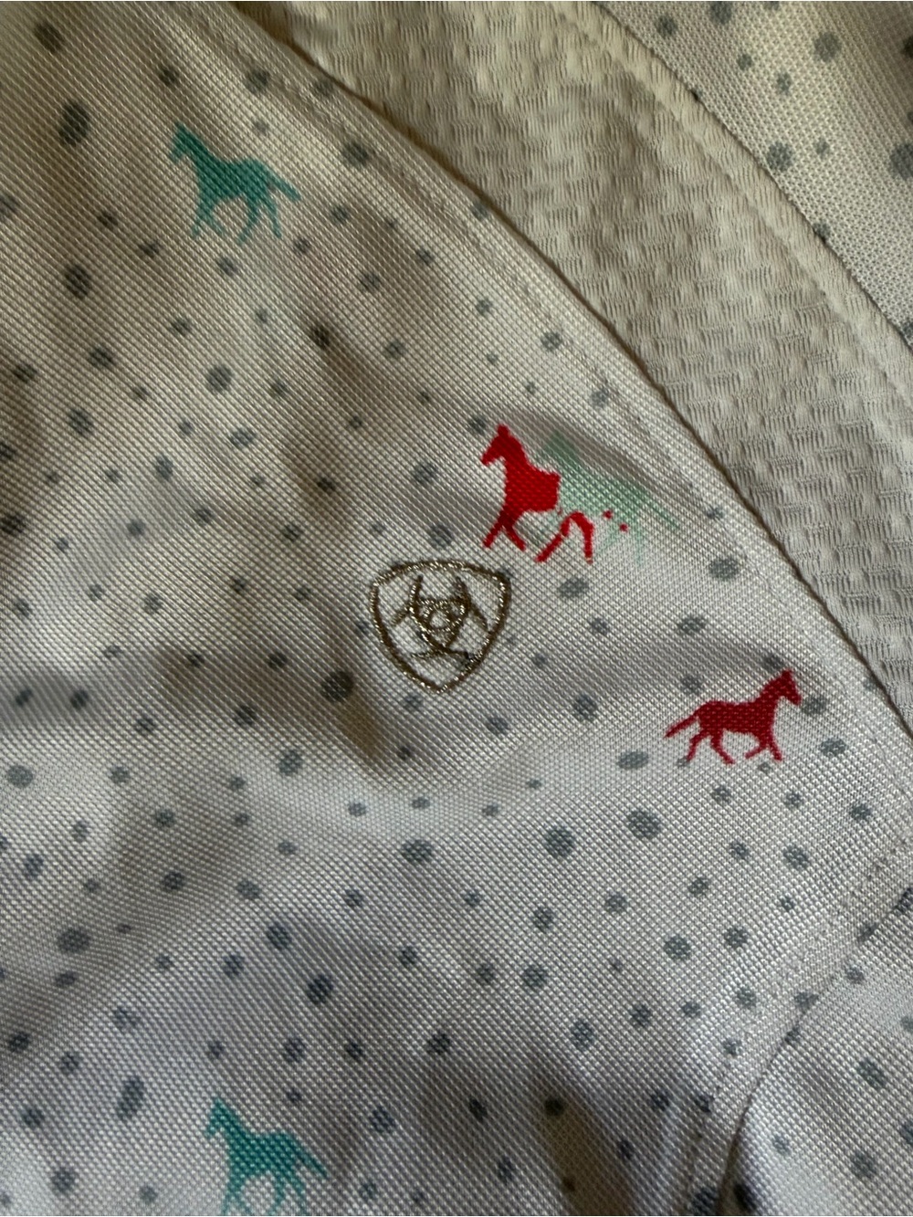 Ariat White Quarter-Zip Top with Red Pony Accent - Picture 2 of 4